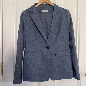 Ann Taylor loft blue linen skirt suit and blazer. Size 4